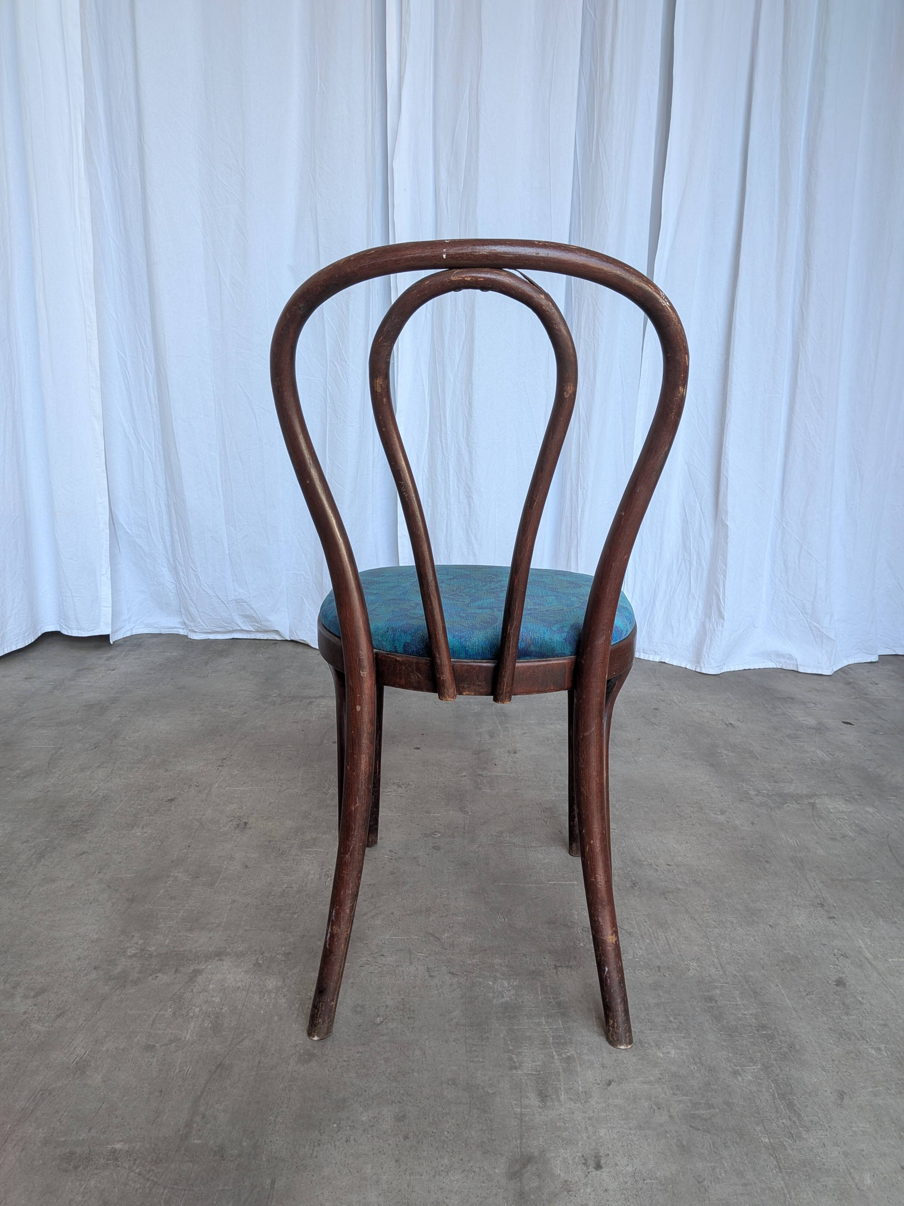 Vintage Bentwood Chair with Upholstered Seat / Thonet Style Dining Chair /
