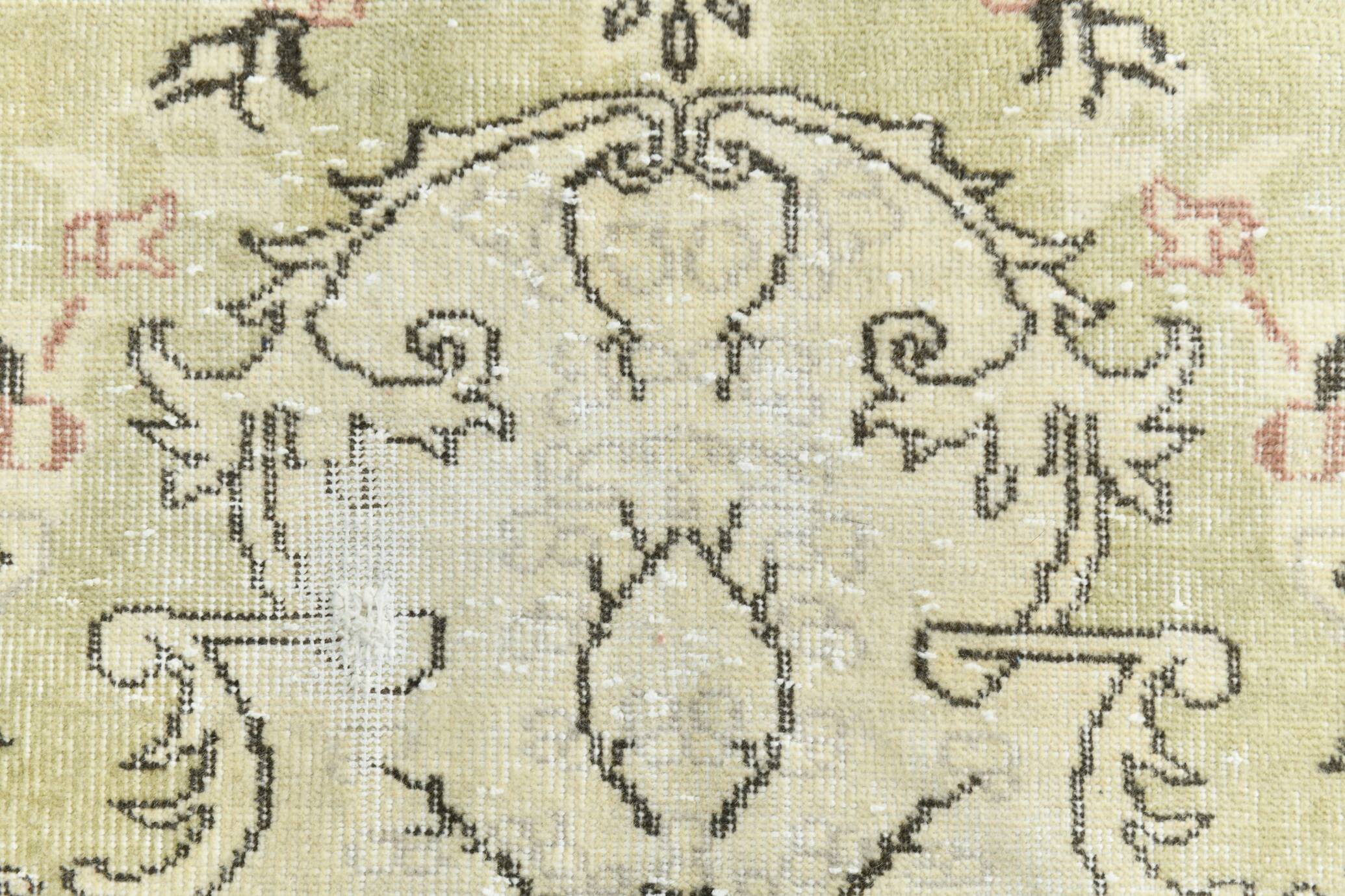 7x10 Beige & Pale Yellow Geometric Pattern Vintage Rug, 203x308 Cm