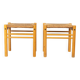 Pair of vintage 70s stools in wood and rope design hibiscus