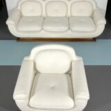 Mid-century White Art Deco sofa and armchair. Italy 1930s