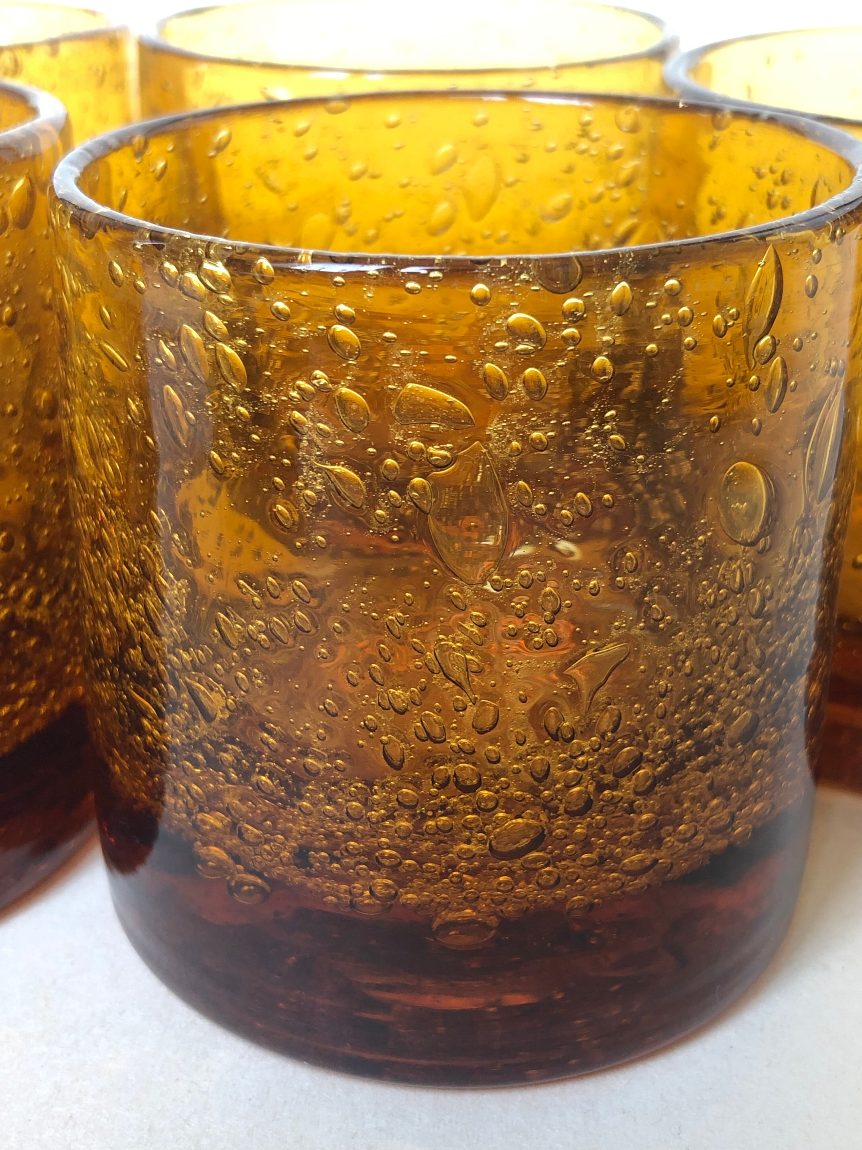 Set of 6 real Biot glass handmade