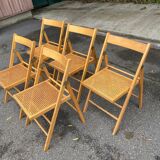 5 or 6 Scandinavian folding cane chairs 1970