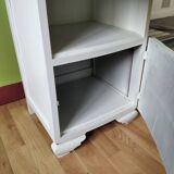 White night table with grey marble top