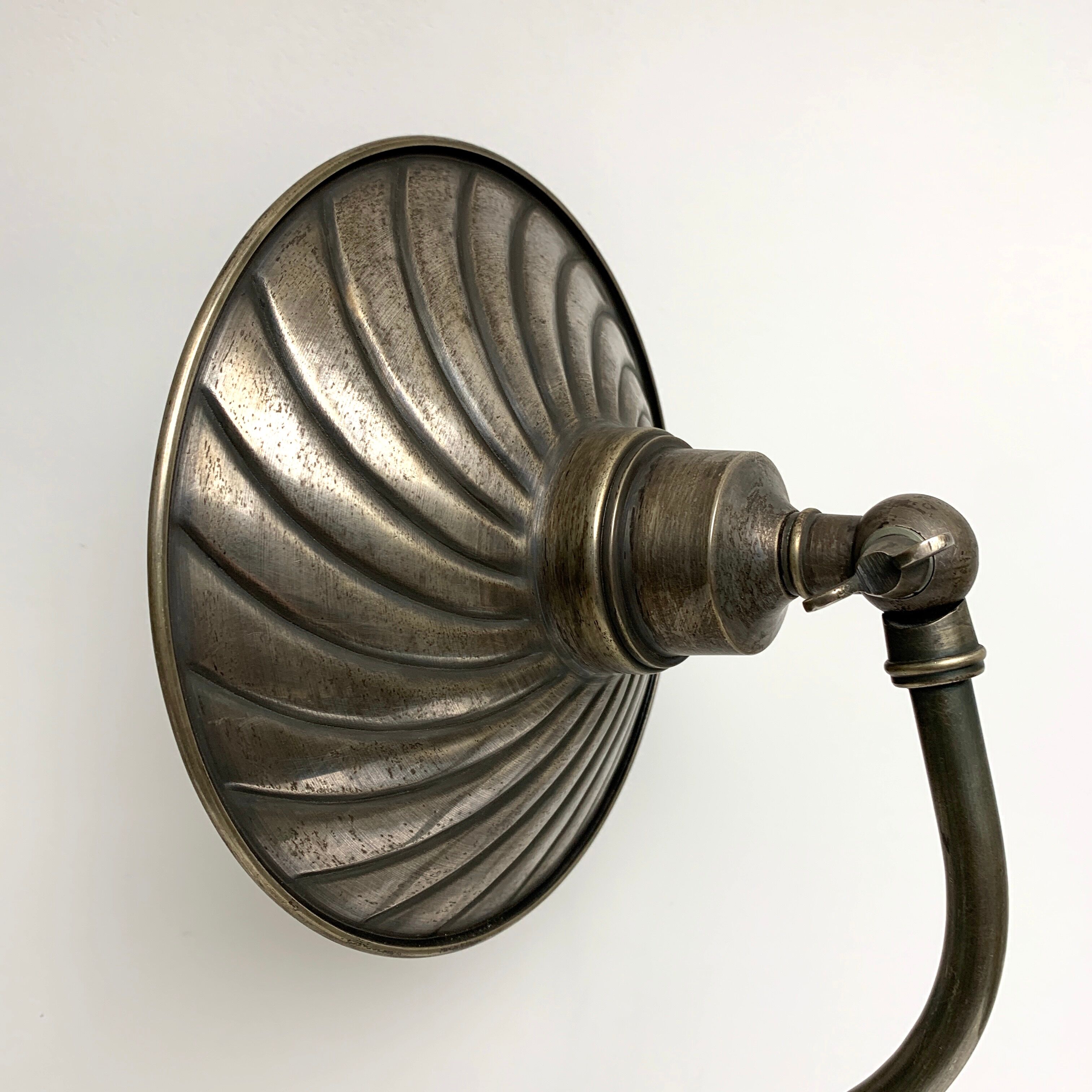 Gooseneck wall lamp old style silver metal patinated
