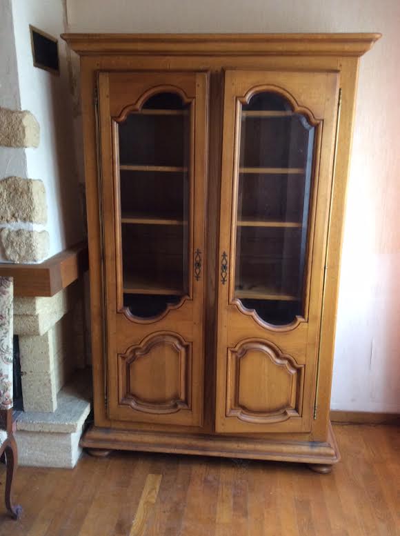 Solid wood bookcase 2 doors