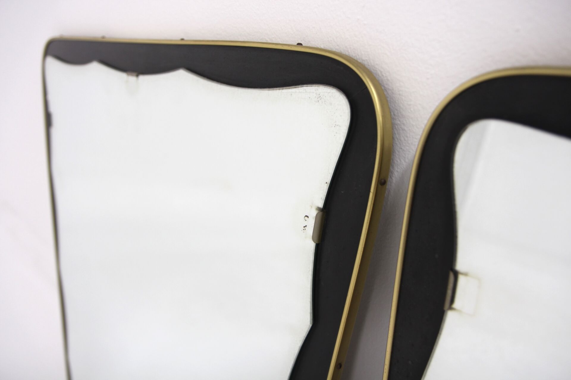 Set of 2 scandinavian metal mirrors, sweden 1960