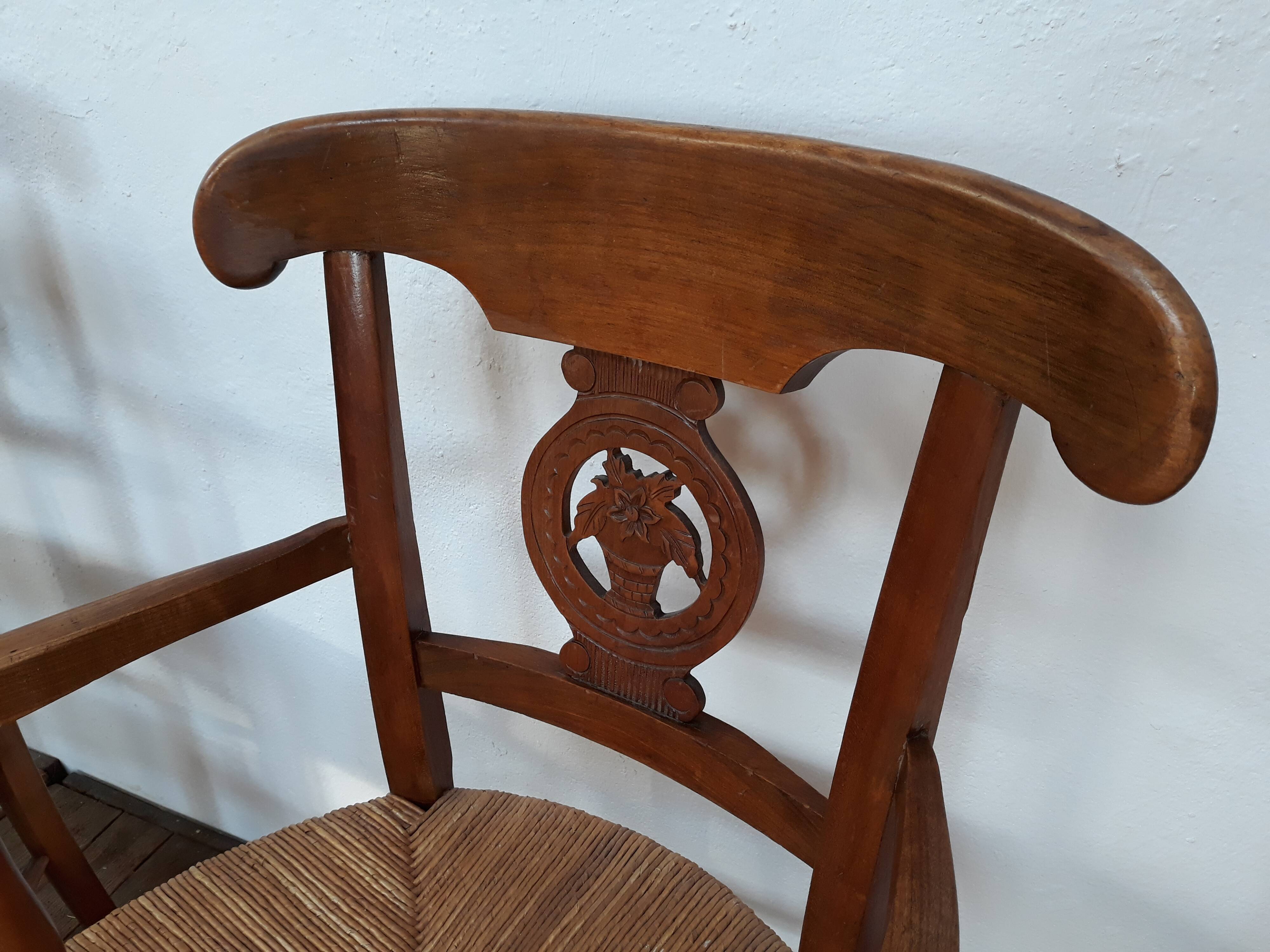 Pair of armchairs paillé and wood style Directoire