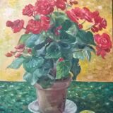 Painting “Red Begonia in pot”