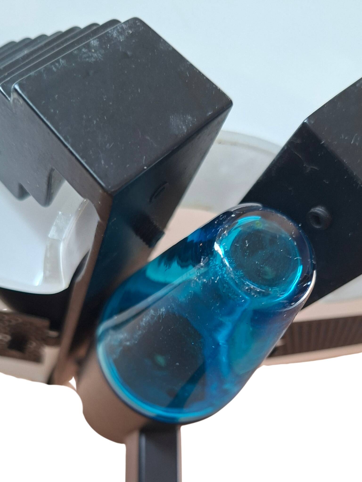 Lampada da terra Anni 70 in Ferro e Vetro di Murano Design Industriale