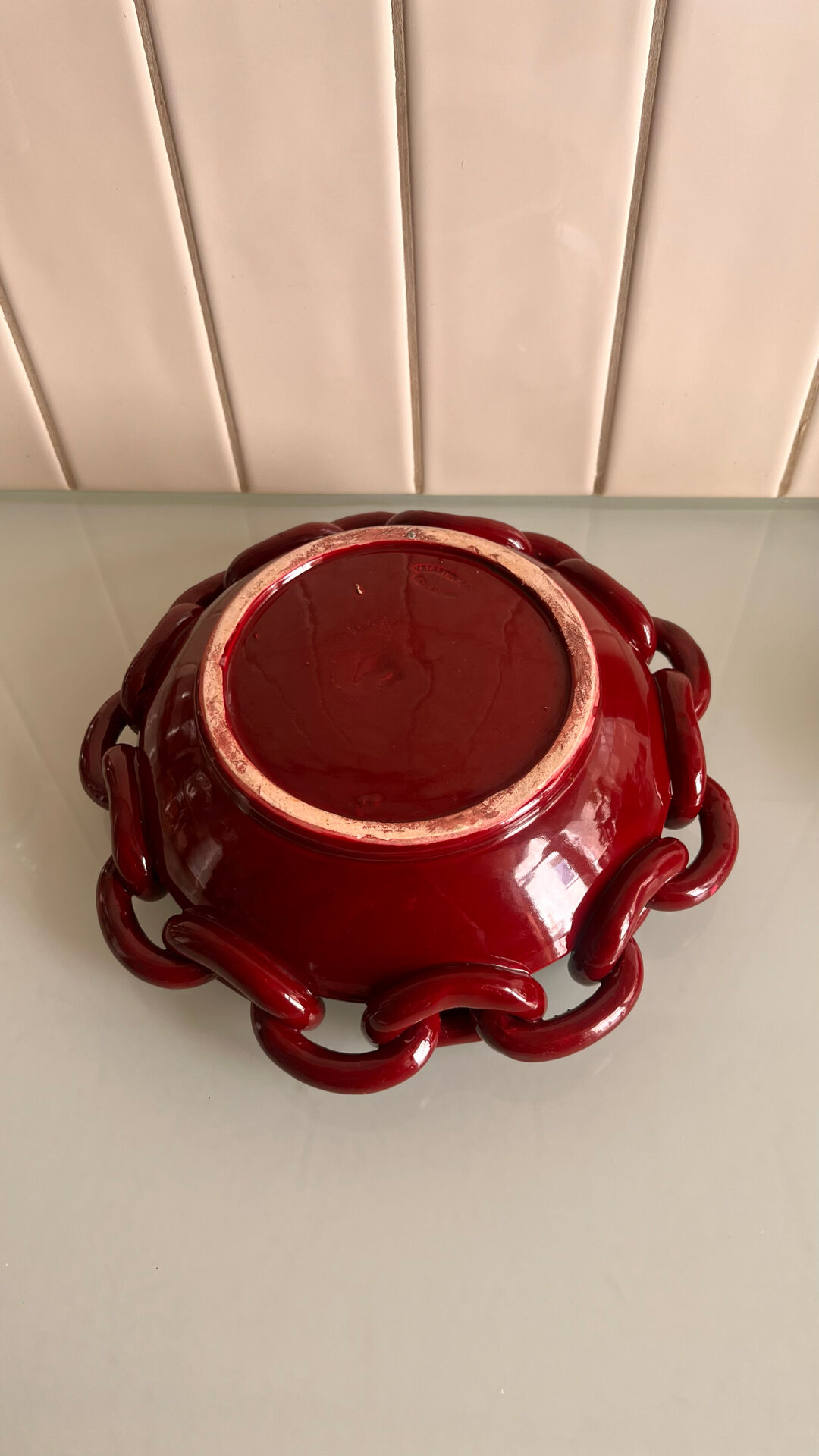 Vallauris ceramic cup with chain decoration
