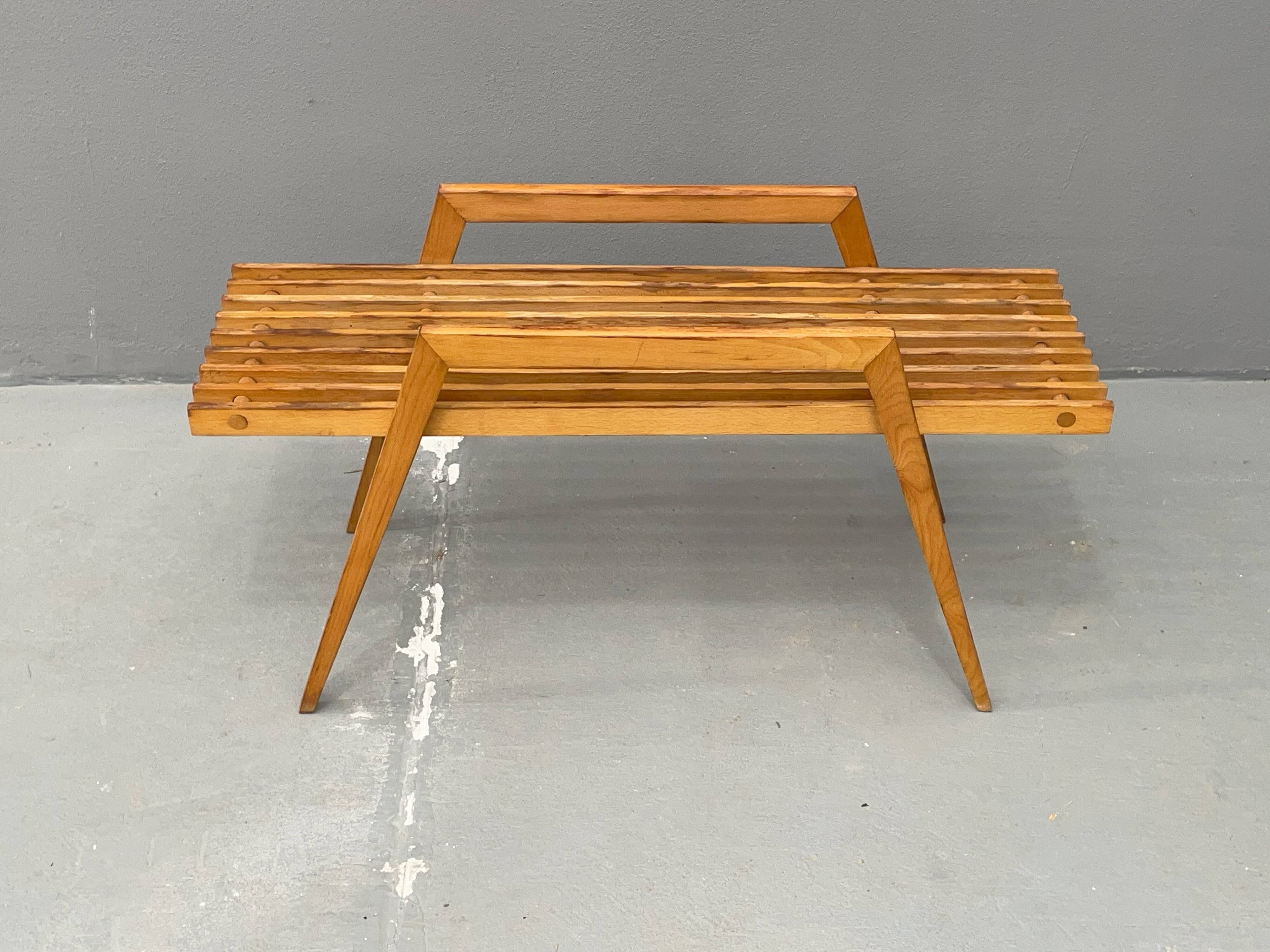 Beech Flower Stand by ÚLUV, Mid-Century, 1970s Czechoslovakia