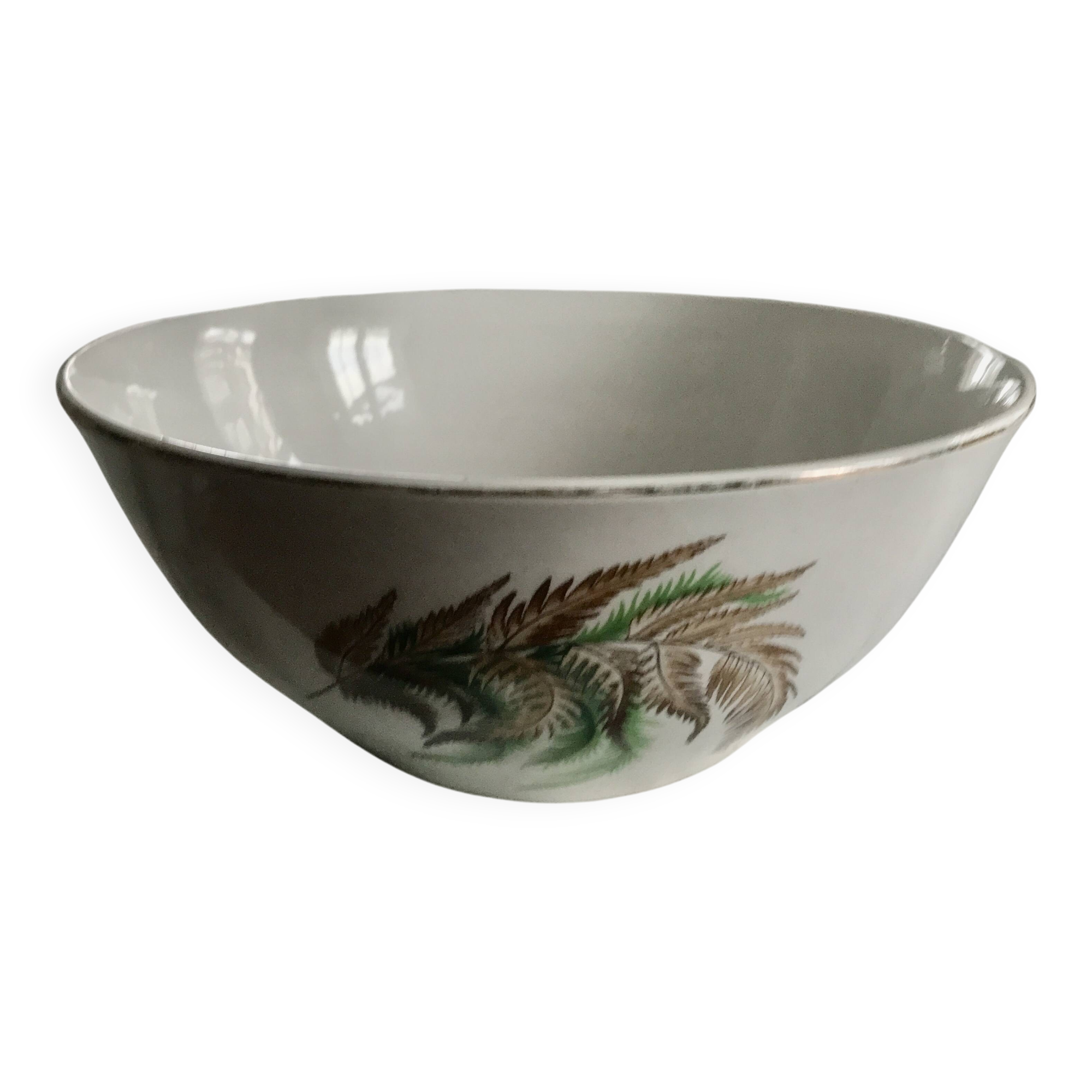 Vintage Digoin Sarreguemines fern salad bowl