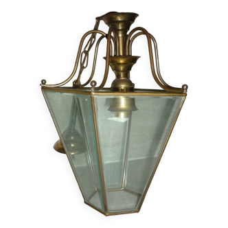 Brass lantern with 6 beveled glasses