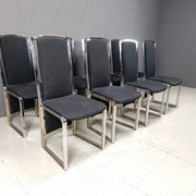 Vintage brass and chrome dining chairs set of 8 - 1970s