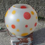 Art Deco night light in marble and enamelled glass from the 1930s.