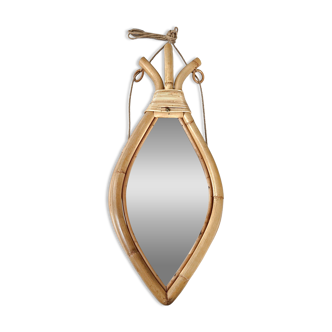 Miroir rotin vintage 1960
