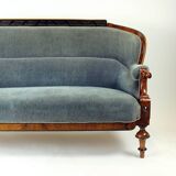 Unique Biedermeier sofa in original fabric and walnut veneer, Vienna, Austria circa 1825