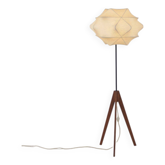 Lampadaire Cocoon avec trépied en teck, années 1960
