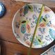 Glazed earthenware dish – polychrome floral decoration