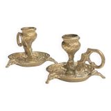 Cellar rat candlesticks (pair) in vintage bronze, re-edition from the 80s