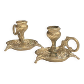 Cellar rat candlesticks (pair) in vintage bronze, re-edition from the 80s