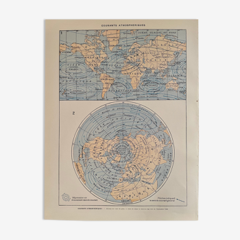 Lithographie sur les courants marins de 1928
