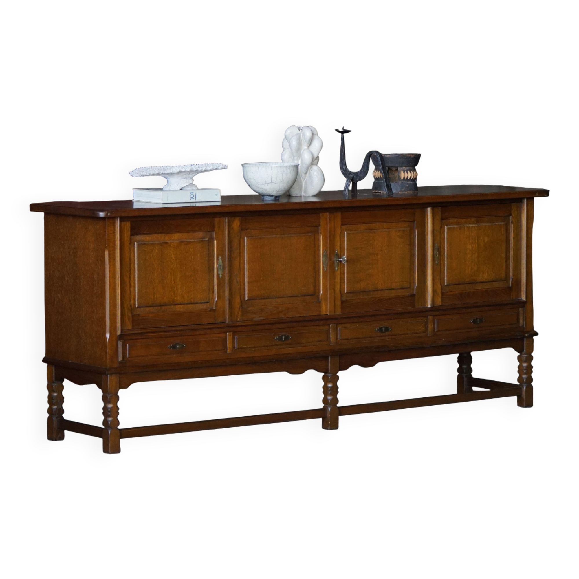 Danish enfilade from the mid-modern century in dark stained oak, 1960s.