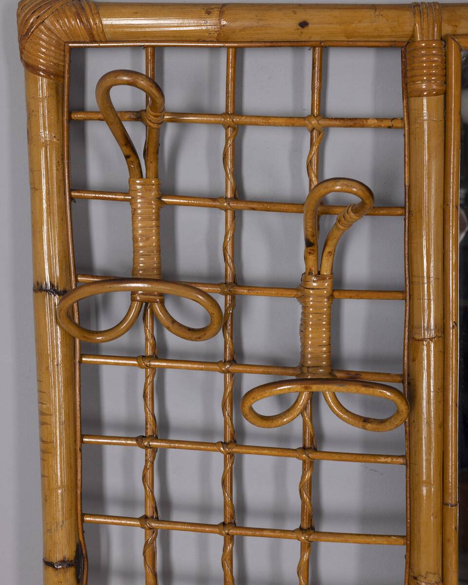 Vintage 1960s bamboo wall coat rack, Italian design