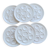 6 assiettes à huîtres vintage en faïence