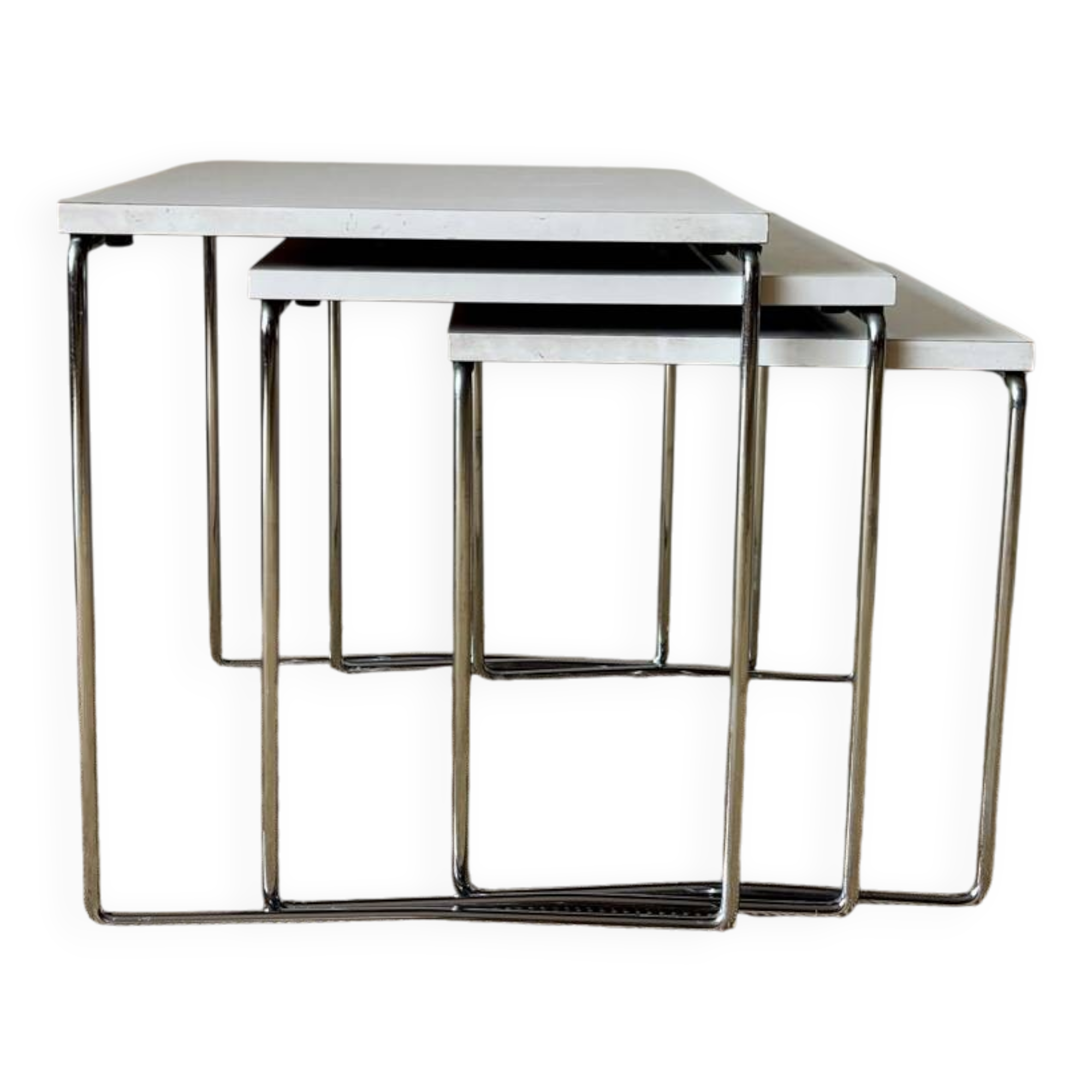 3 nesting tables – chrome steel & laminated top