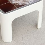 Table low space age in wood and ceramics 1970s