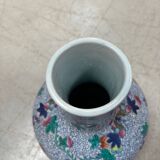 CHINA Polychrome porcelain vase decorated with butterflies Signed under the base 43cm