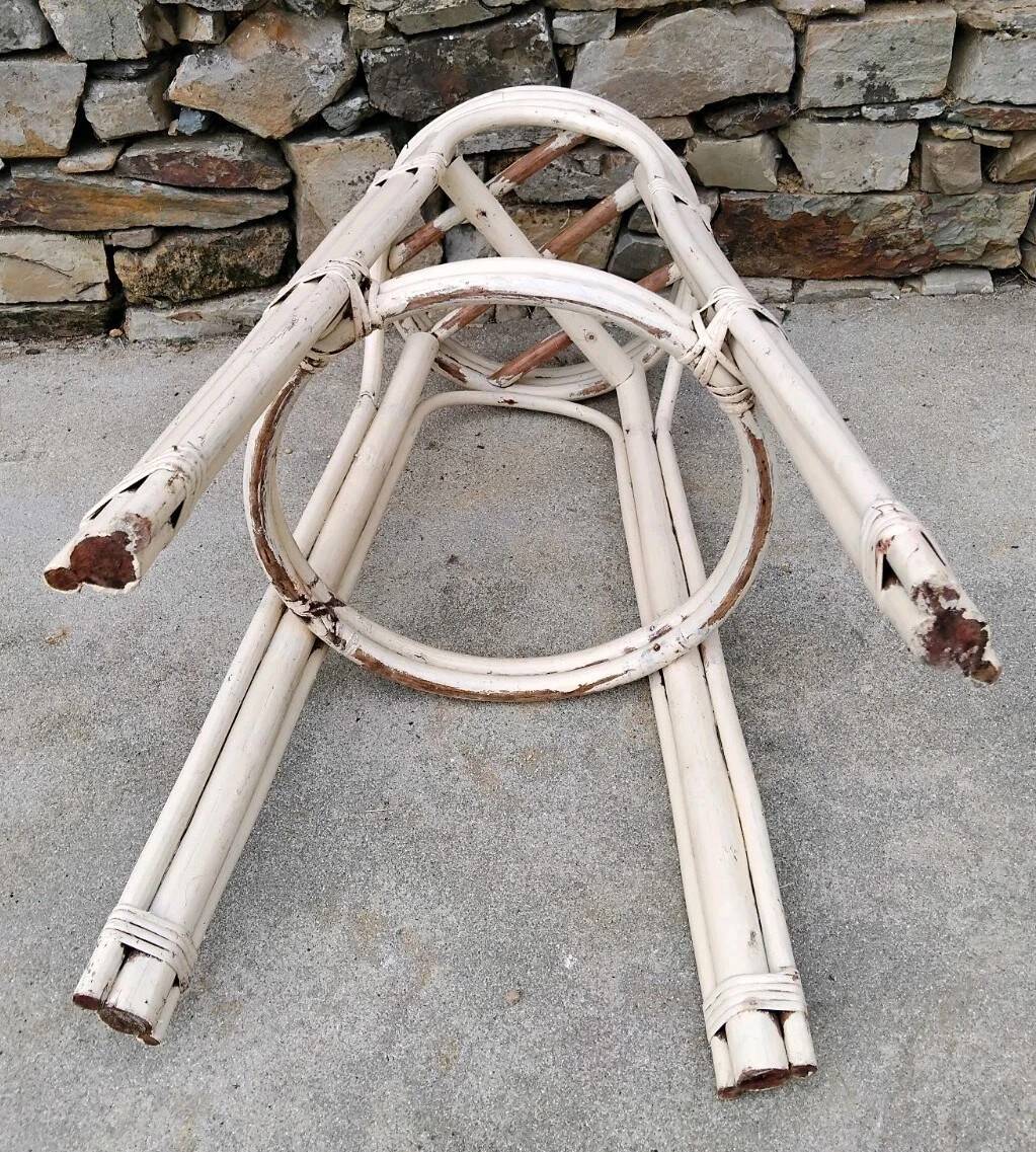 Tabouret De Bar En Rotin Vintage Année 70