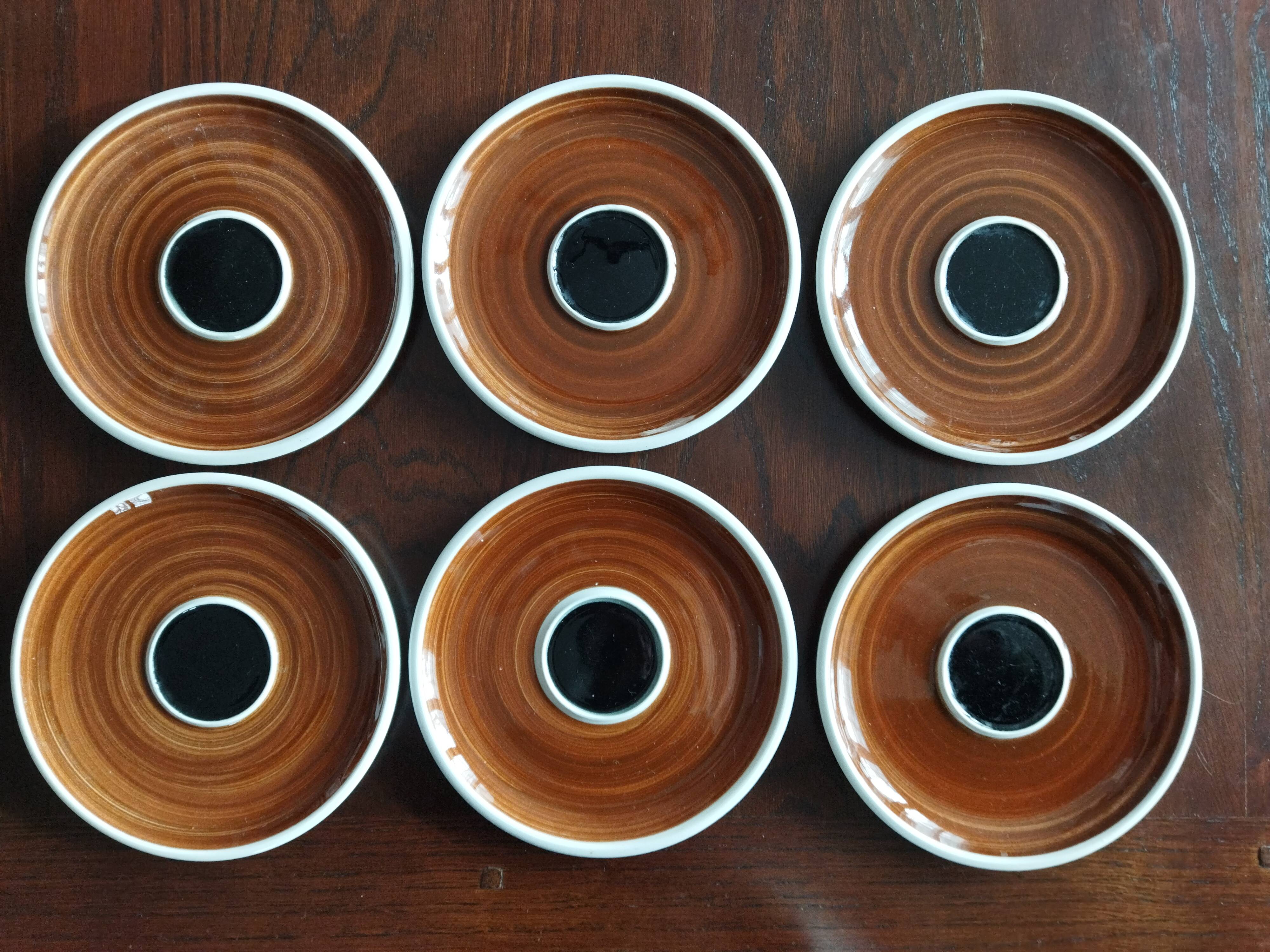 6 cups and cake plates Kimono Boch La Louvière