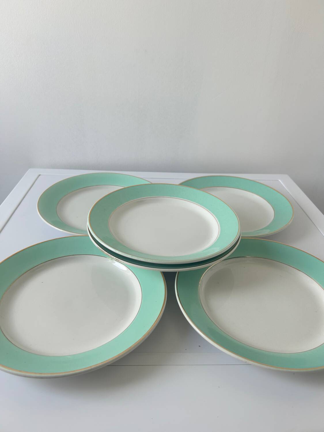 Lot de 6 assiettes plates vintage de marque luneville