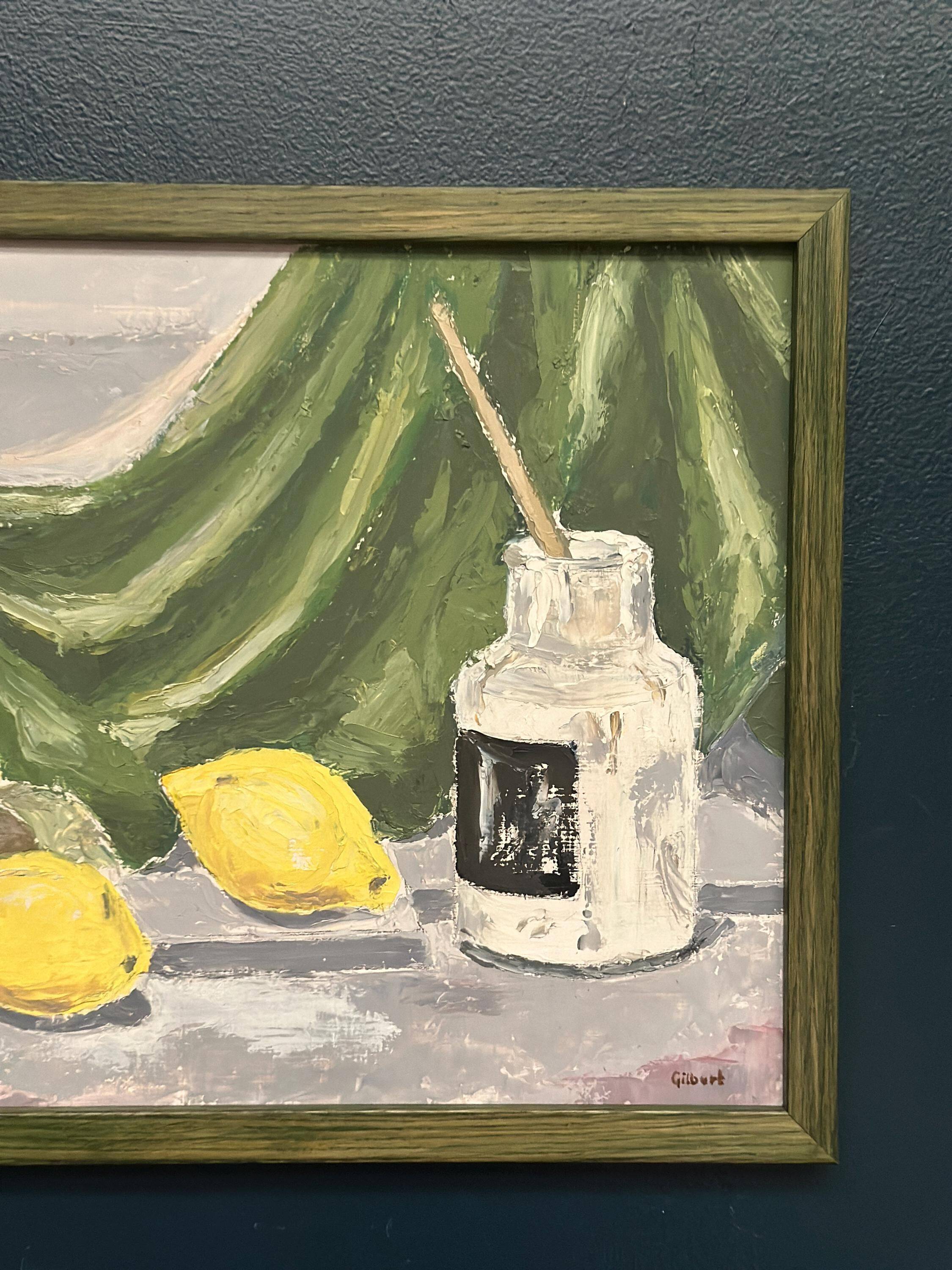 Original Oil on Panel – “Still Life with Lemons and Inkpot” by Gilbert