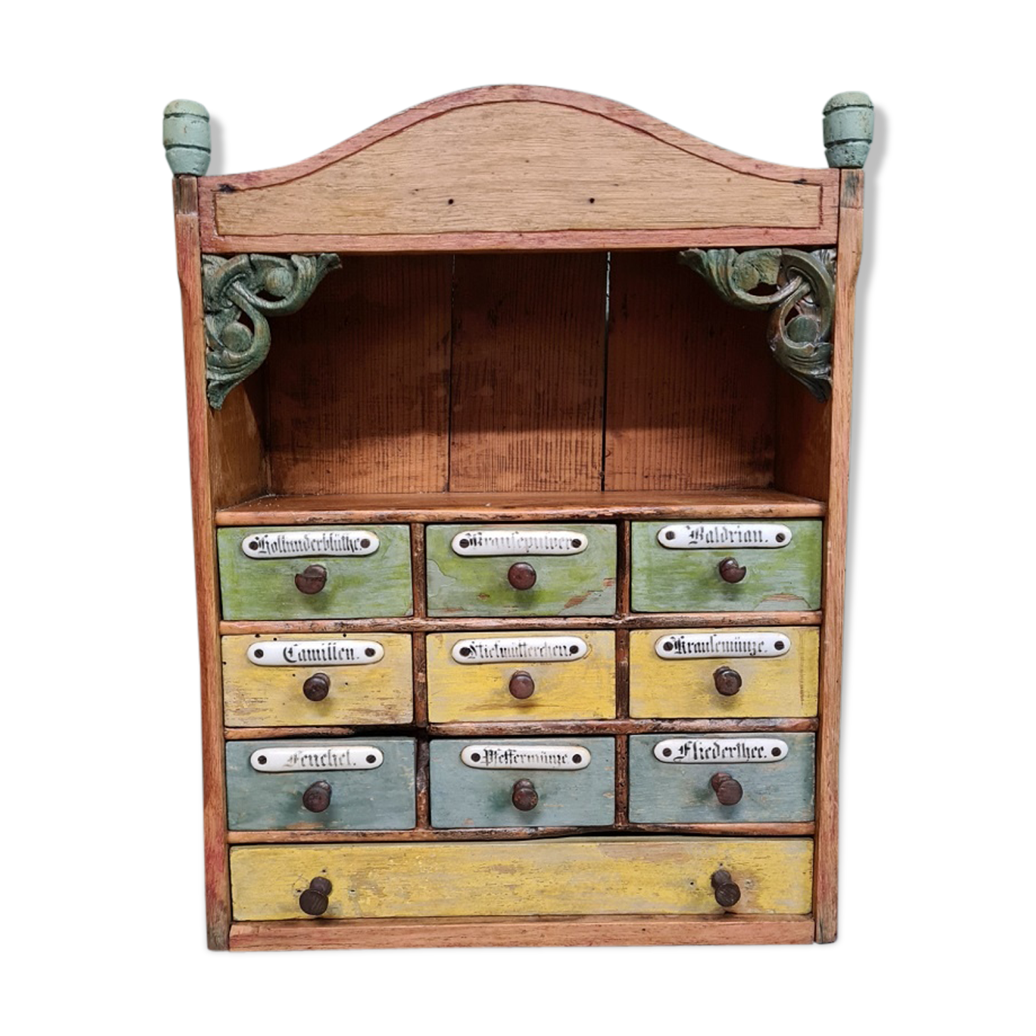 Antique German Herbs Hanging Cupboard From Around 1900.