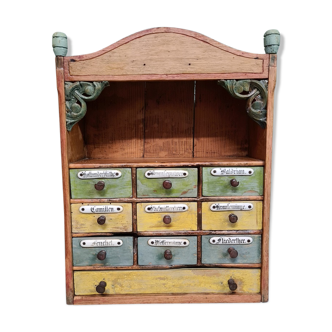 Antique German Herbs Hanging Cupboard From Around 1900.