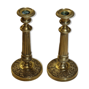 paire de bougeoirs en - laiton