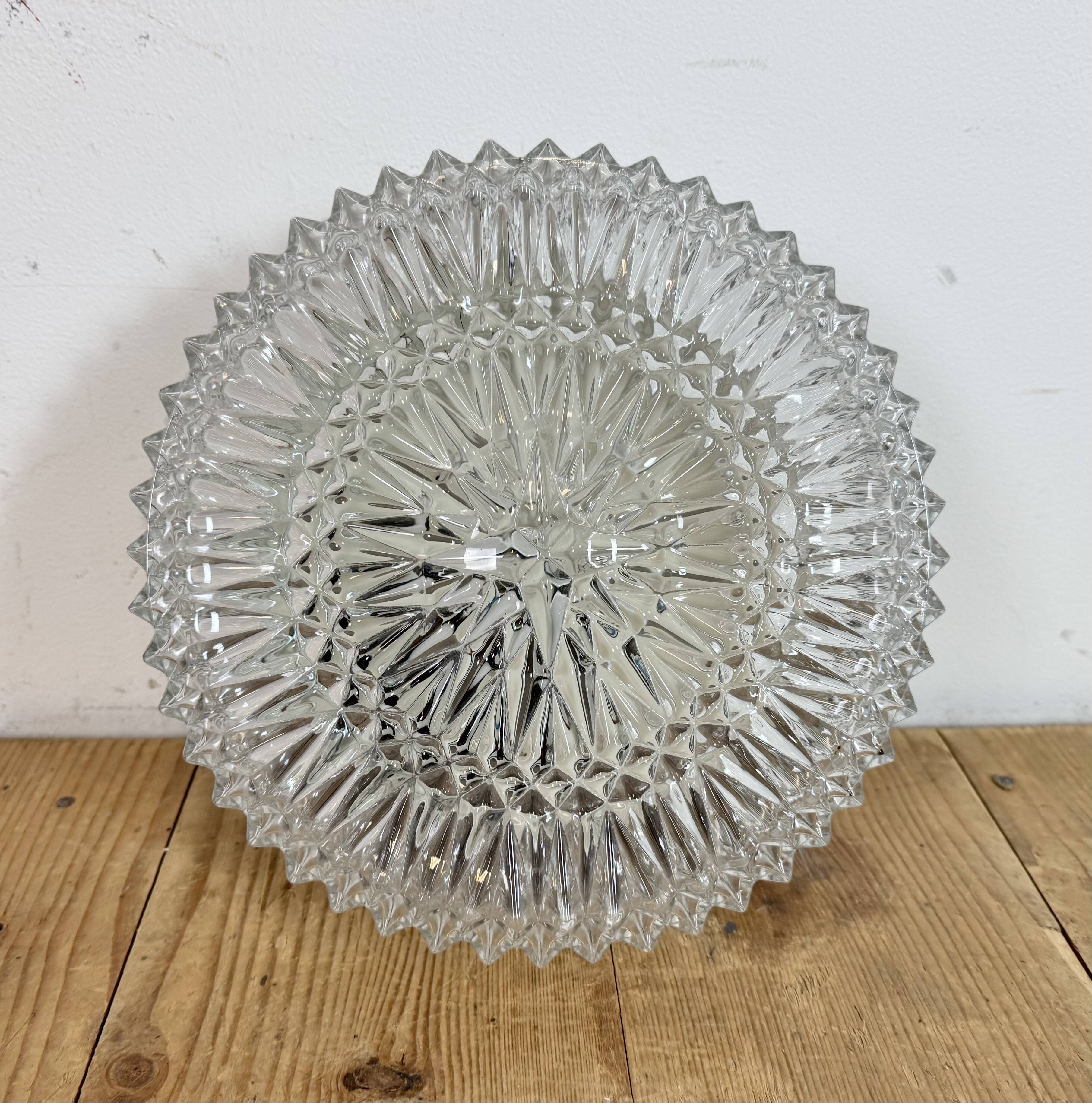 Vintage Glass Wall or Ceiling Light from Napako, 1970s
