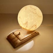 Vintage Art Deco Table Lamp, 40 years, Bakelite Melamine Opaline Marble