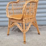 Rattan and wicker armchair 1960