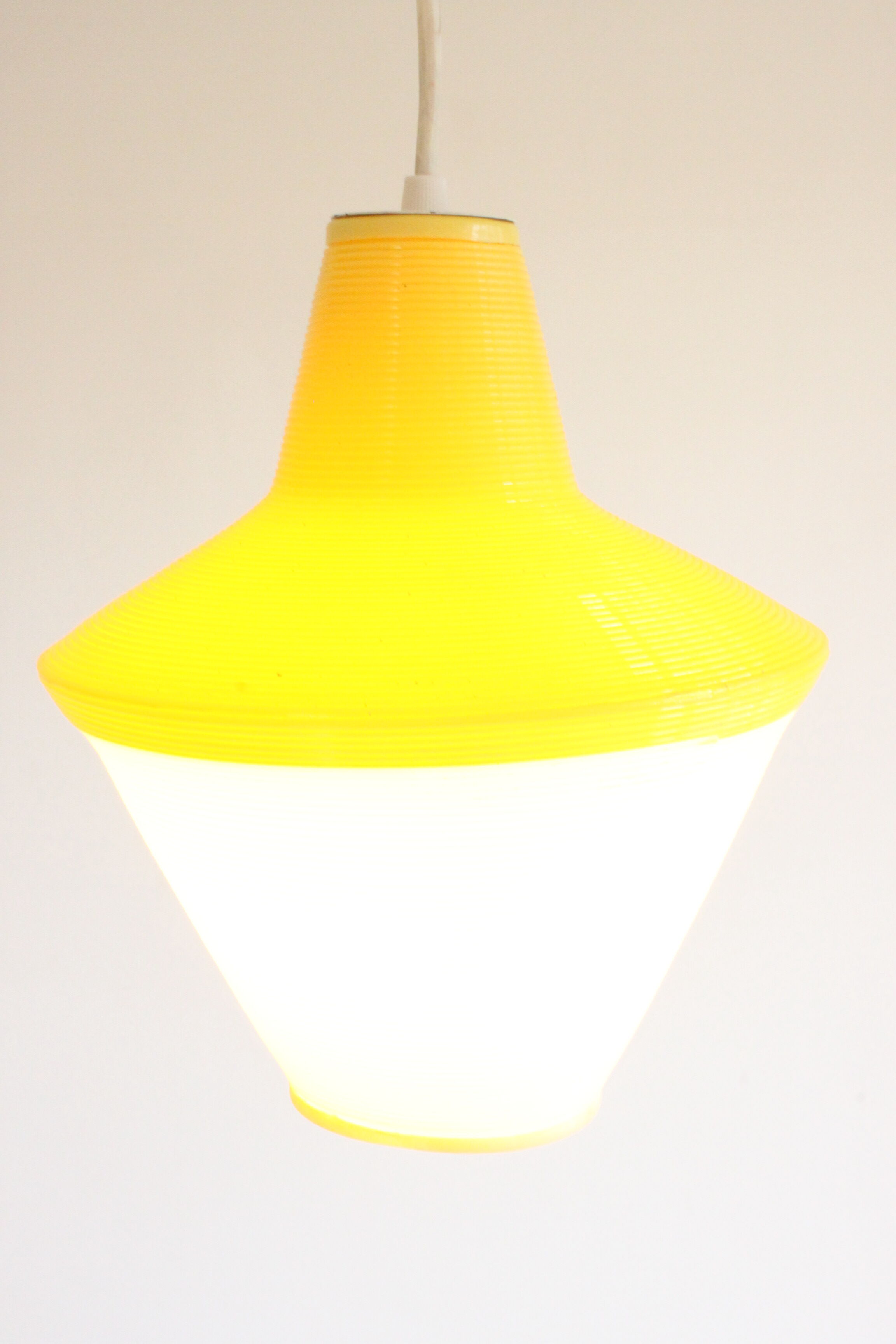 Early plastics cellulose pendant lamp by Atelier de recherche plastique and Rotaflex 1950s.