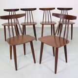 Poul Volther Set Of 6 Dinning Room Chairs "3705" For Fremel Røjle, Denmark, 1960