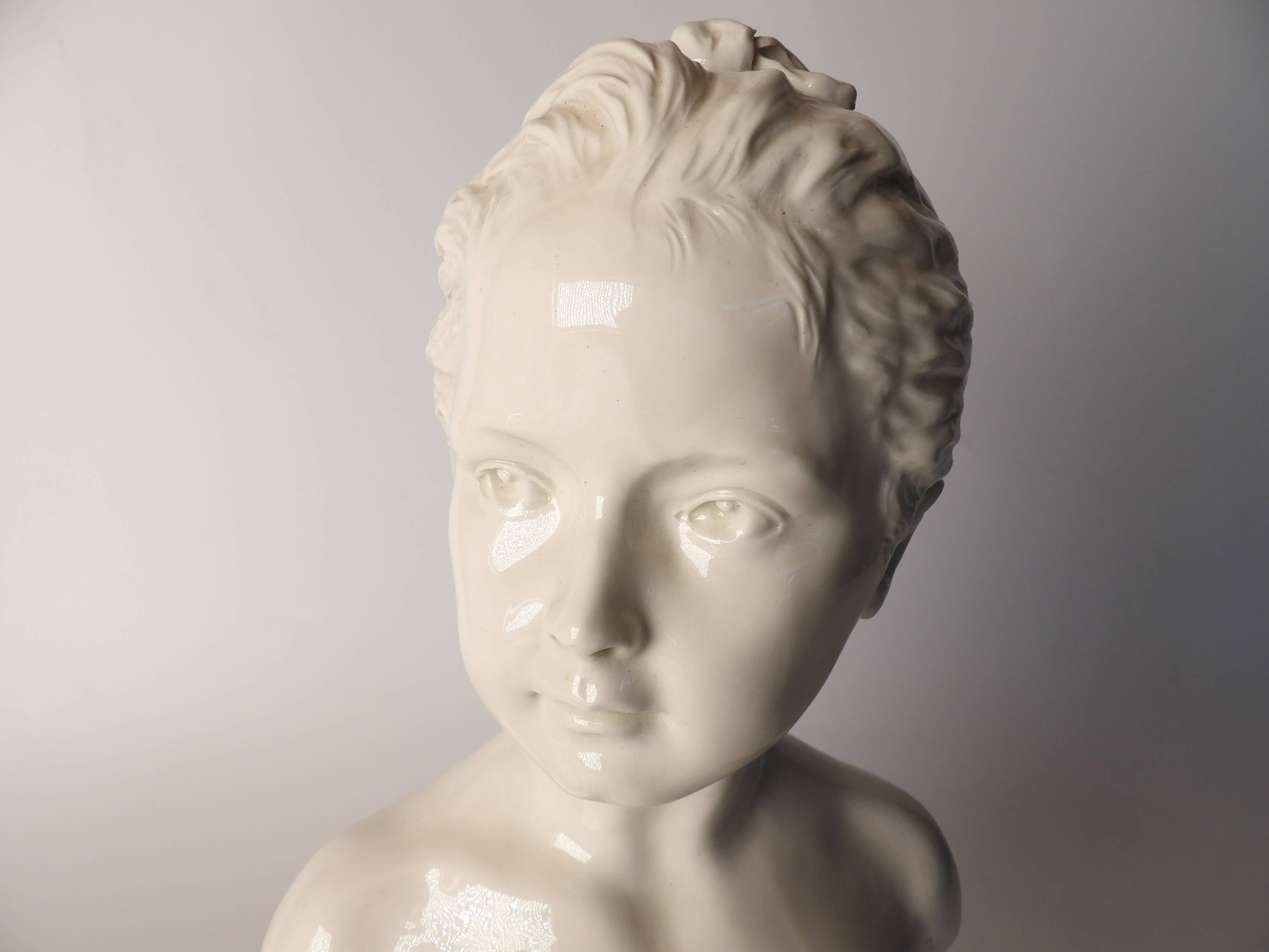Ceramic bust of a woman after houdon