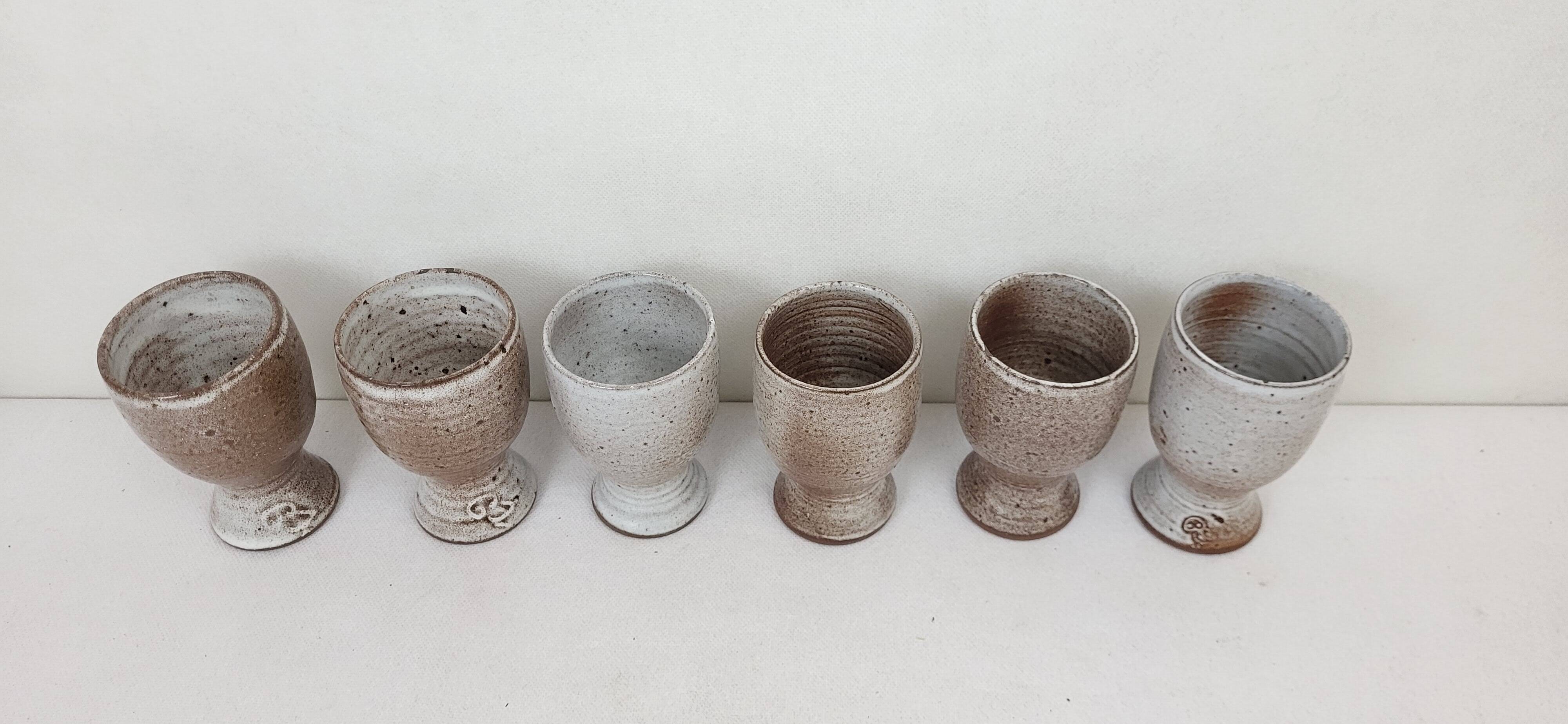 6 stoneware coffee cups from Ratilly / Pierlot