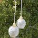 Suspension lustre double verrerie rétro chic, vintage upcyclé