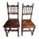Paire rare de chaises sculptées, fabrication italienne du XVIIe siècle.