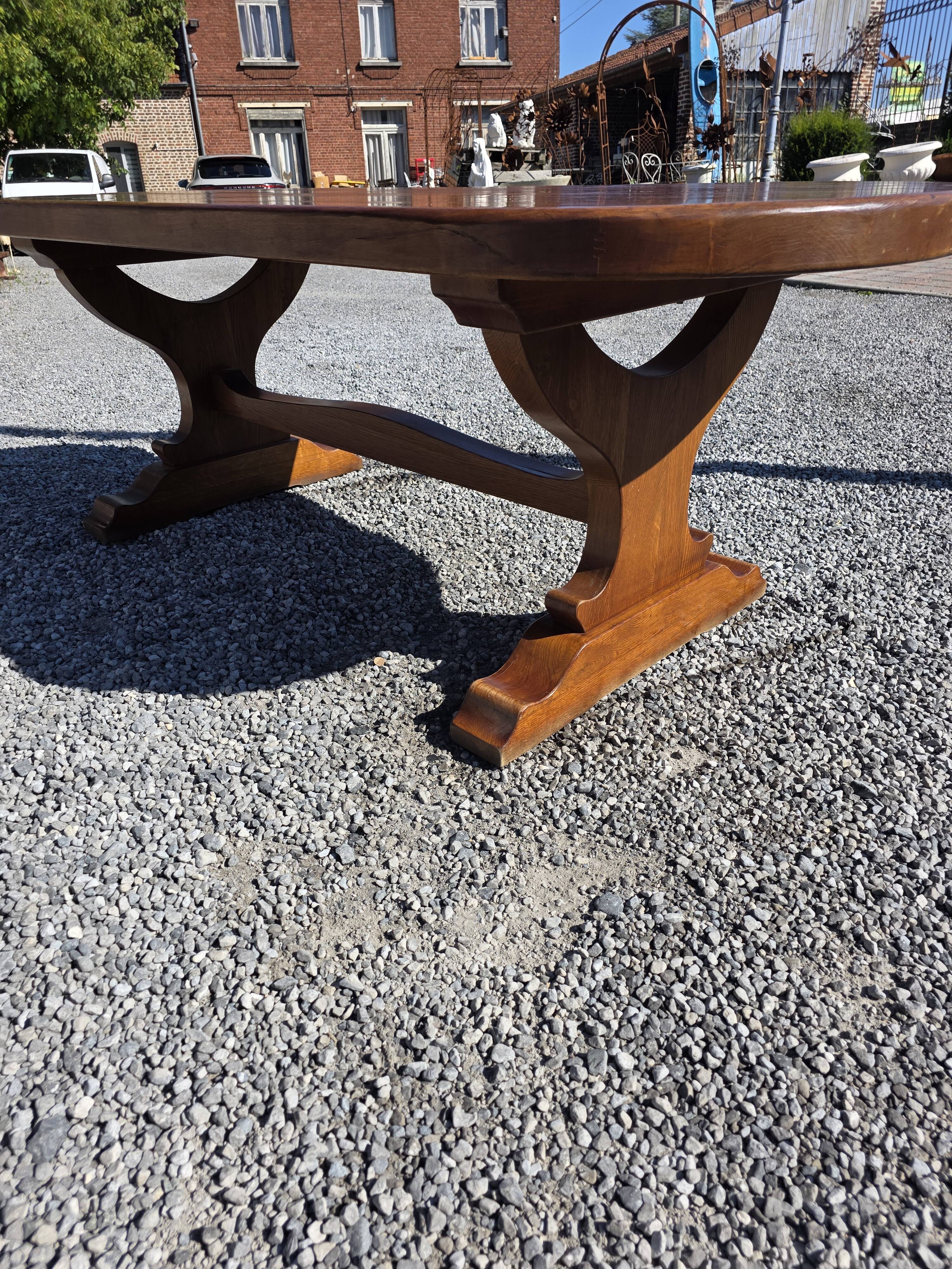 Solid oak farmhouse table, 220×90cm