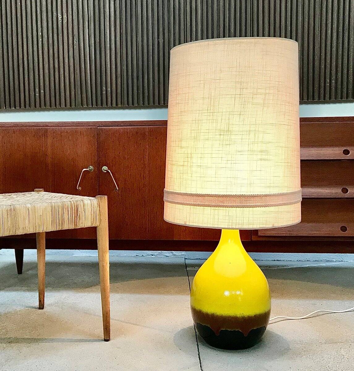 Large glazed ceramic art table lamp from Aro, West-Germany, 1960s